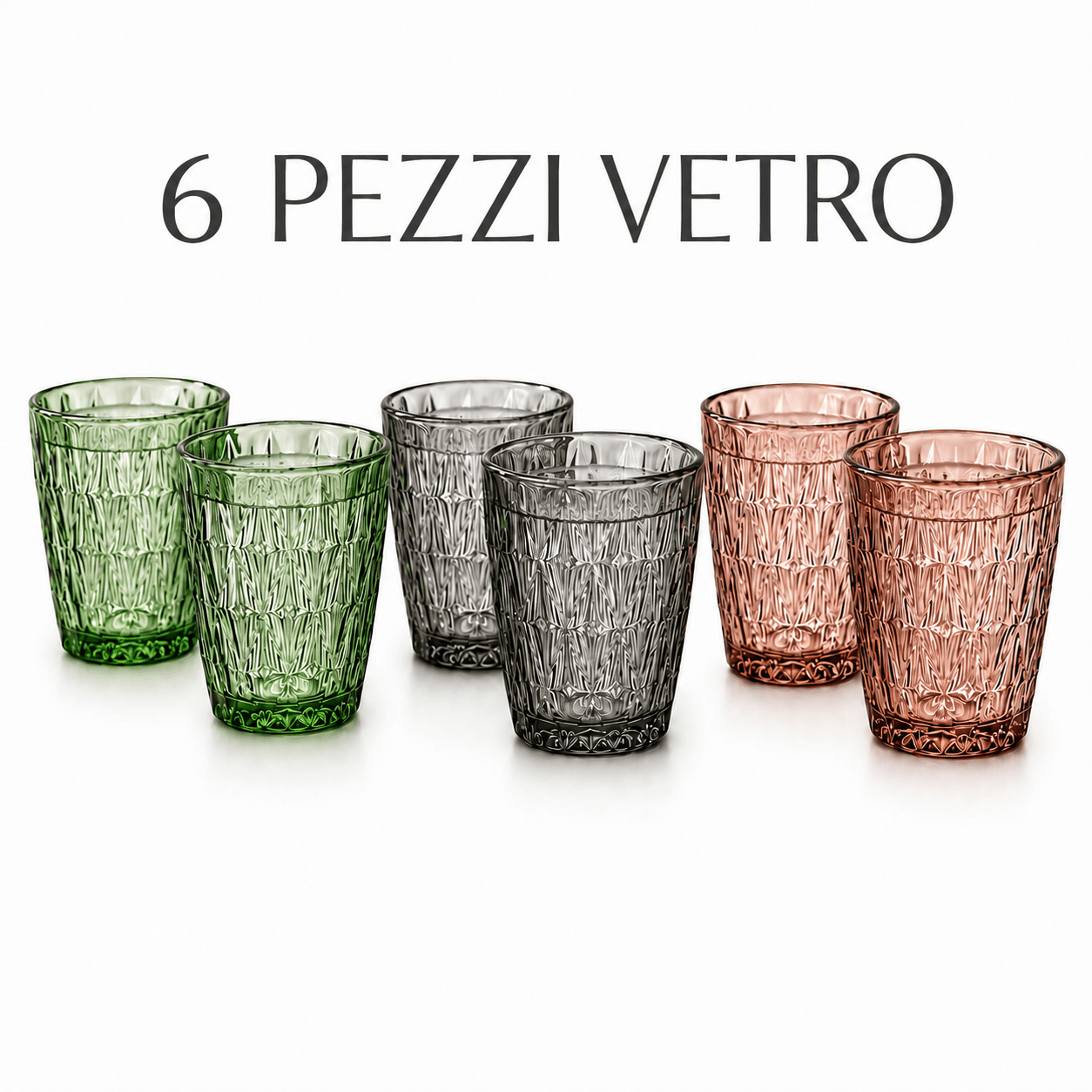 TEMU Set 6 bicchieri Diamante multicolore in vetro 280 ml x6 colori e si fondono in una sinfonia di eleganza.
