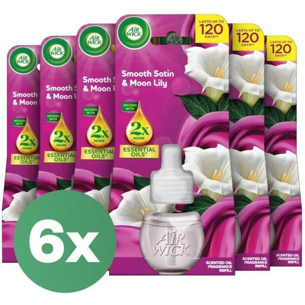 Air Wick Silk & Lily Fresh - Velvet Satin And Night Lily - Air Freshener Refill Pack 6x19ml