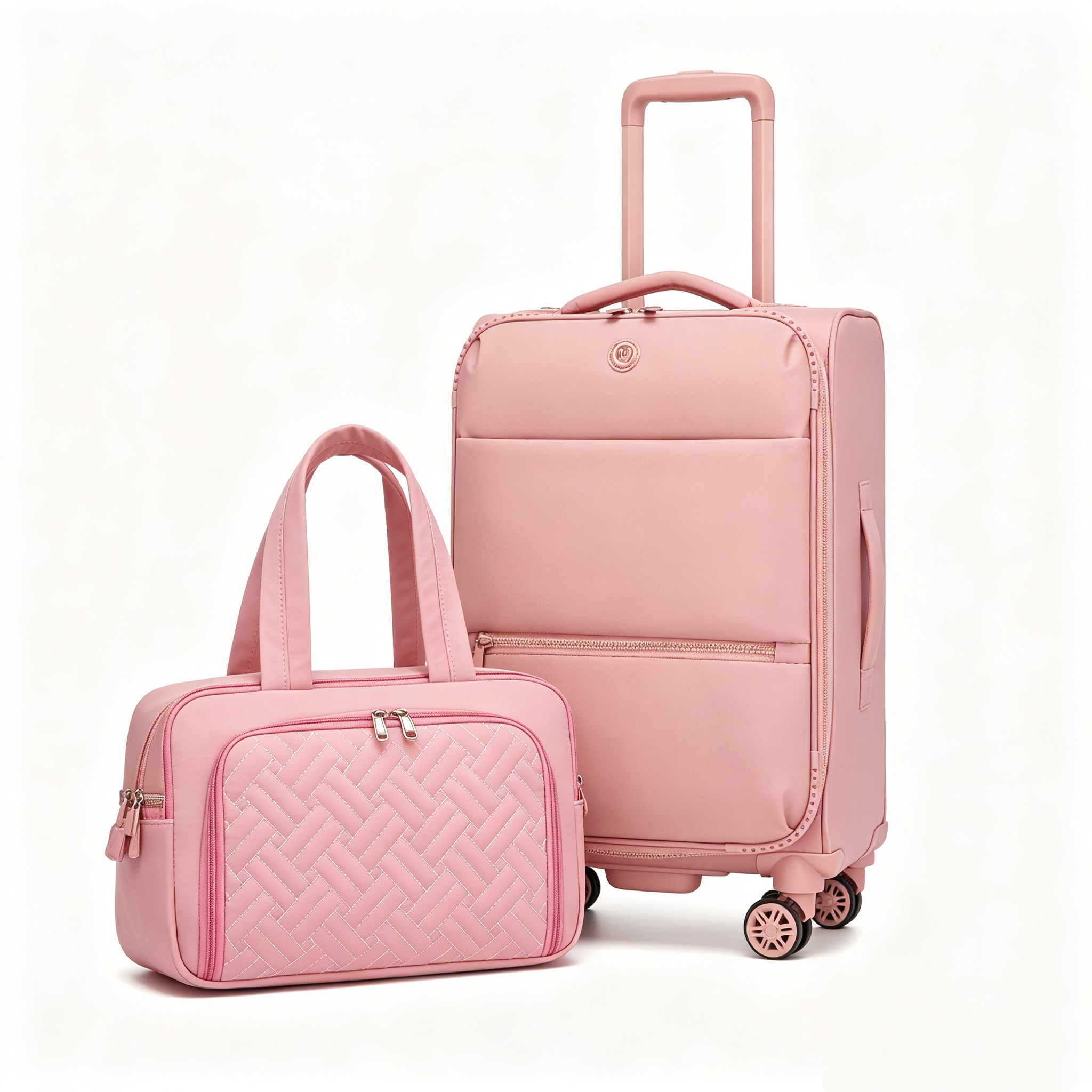 20 Inch 59.5cm Miss Lulu Women Lightweight Softshell Suitcase Luggage Nylon Fabric With Spinner Wheels And Spacious Compartments Back To School Holiday Gift