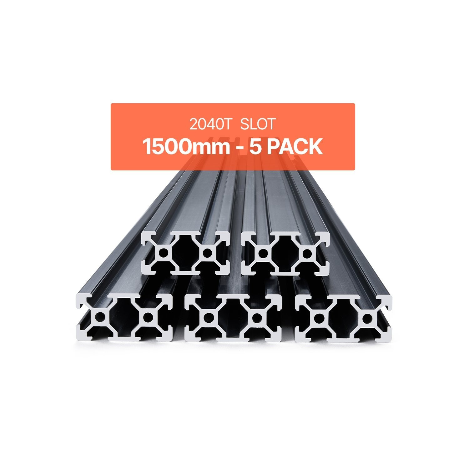 Image of Vevor 5pcs 59 In (1500 Mm) T Slot 2040 Aluminum Extrusion Profile, European Standard Anodized Linear Rail, High-strength Extruded Aluminum Rail For 3d Printer, Cnc Machine Diy, Laser Engraving, Black
