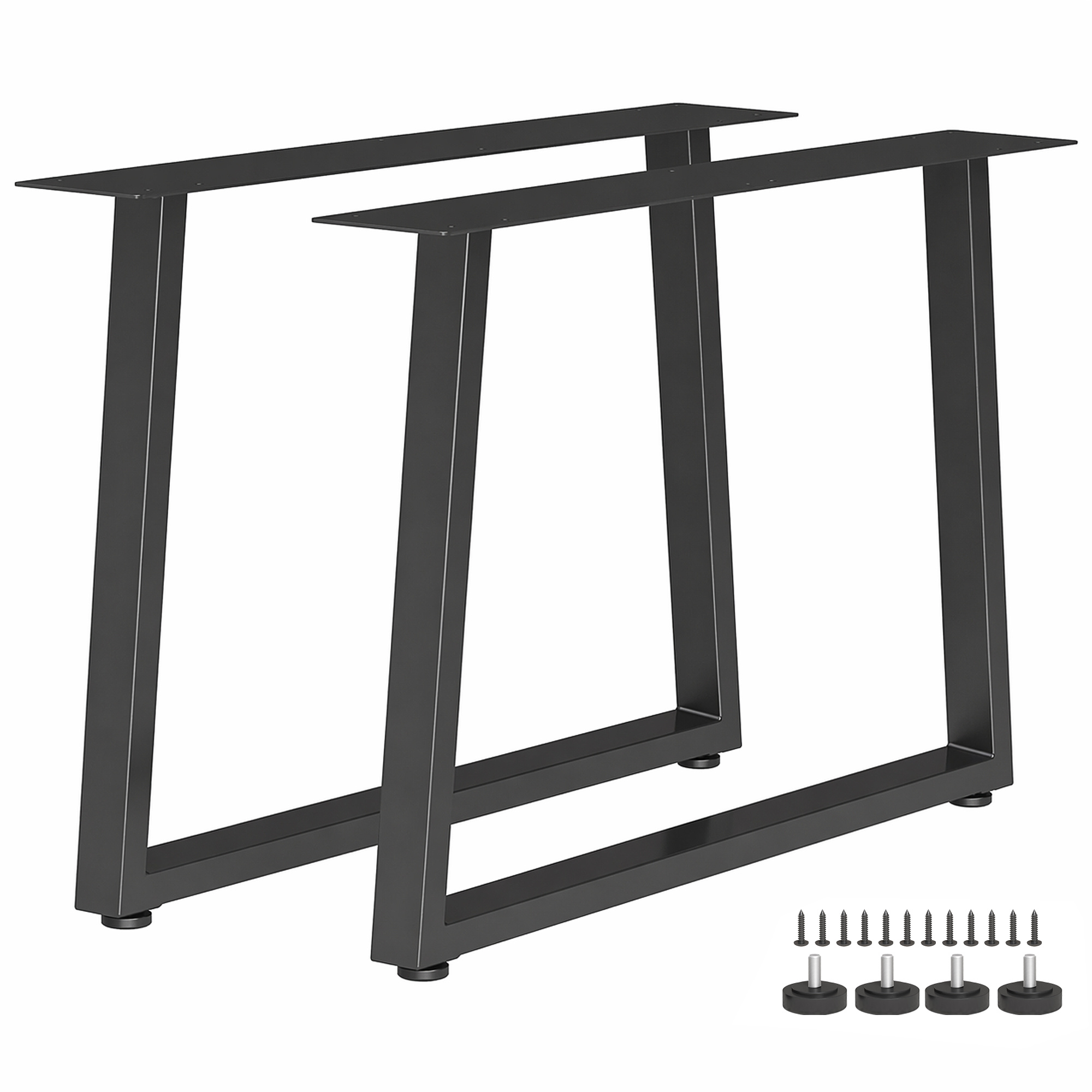 TEMU HOMCOM Pieds de Table en Acier, 60 cm, Lot de 2 Pieds de Bureau Trapezoïdes, Bricolage à Domicile, avec Patins Réglables et Vis, Style