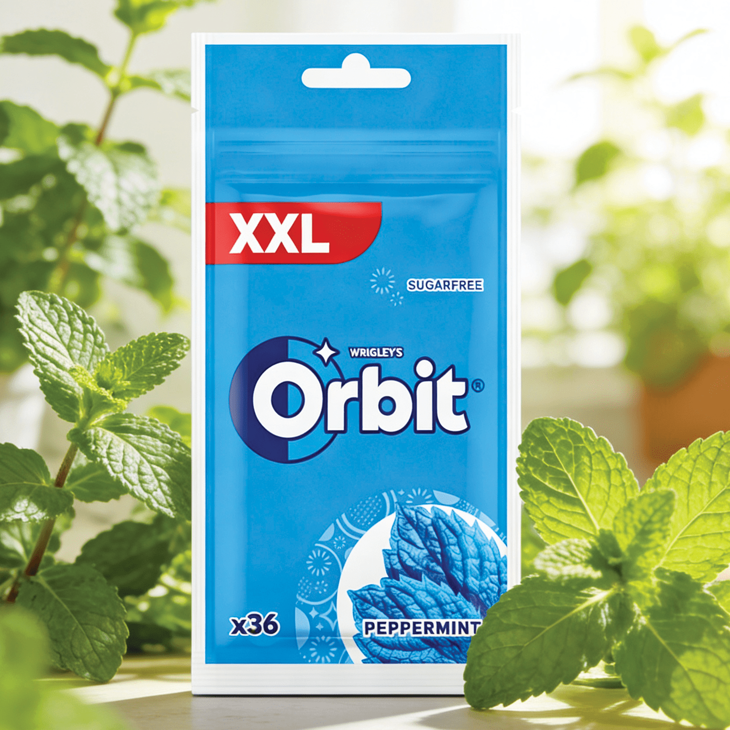 Image of 36-pack - Wrigley’s Orbit Peppermint Xxl Bags 50g – Sugar-free Chewing Gum With Peppermint Flavor