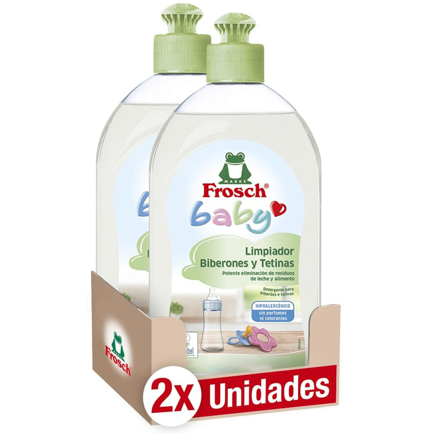 TEMU Detergente Frosch per e Ciucci, Rimuove Residui di Latte e Cibo, Prodotto Ipoallergenico, Confezione Pezzi x 500 ml, 1L in Totale