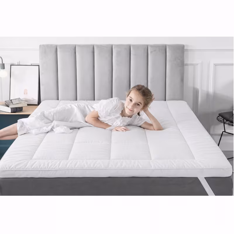 hotel quality 10cm mattress topper bounce back deep fitted bed mattress pad quilted box stitched with corner elasticated straps breathable 4 inches luxury mattresses toppers for deep pocket elasticated straps mattress cover fits 4 inches mattress heavy filling single super king small double bedding size details 1