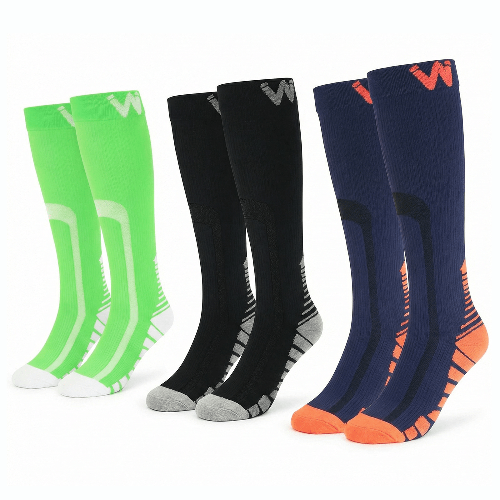 TEMU 3 Pairs Of Men's Sports Socks, Professional Football Socks, Graduated Compression, Breathable Fabric, For Sports And Competitions 40-46