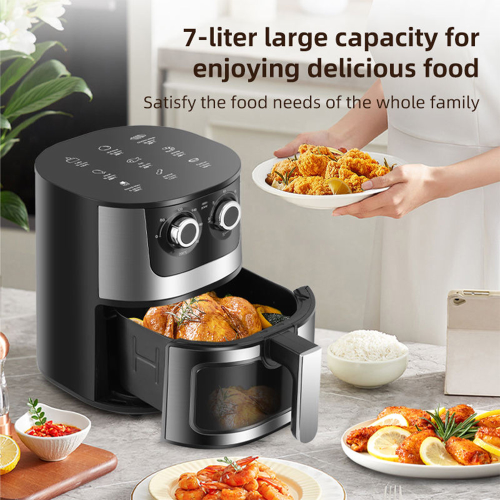 Image of 7l Air Fryer Electric, Airfryer With Temperature Control, Timer, Fry Basket, 1400w , Fast Oven Oilless Cooker, Easy For Food, Snacks, Dinner, Portable For Family & Apartment