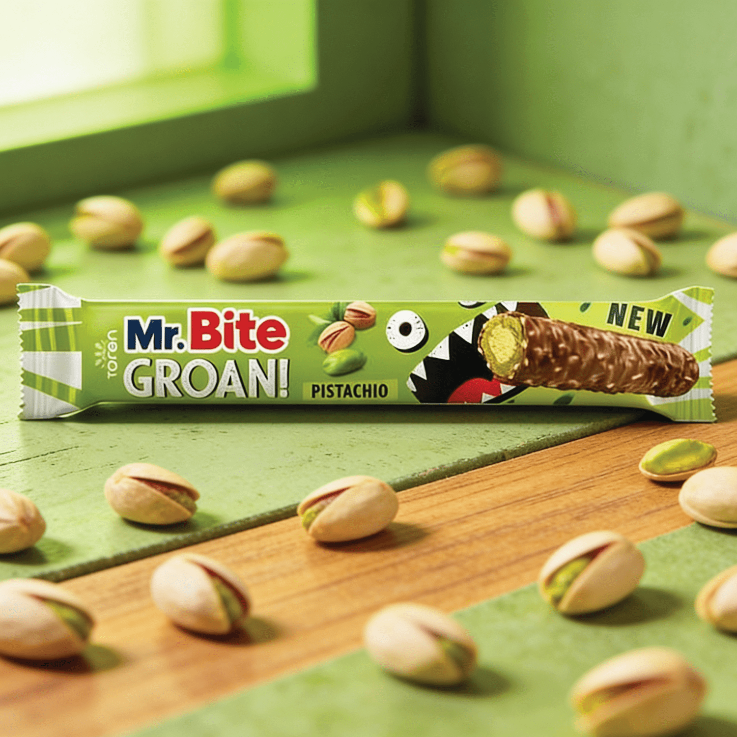 6-pack - Mr. Bite Pistachio Crunch 6x28g - Crunchy Snack With Pistachio Paste And Cocoa