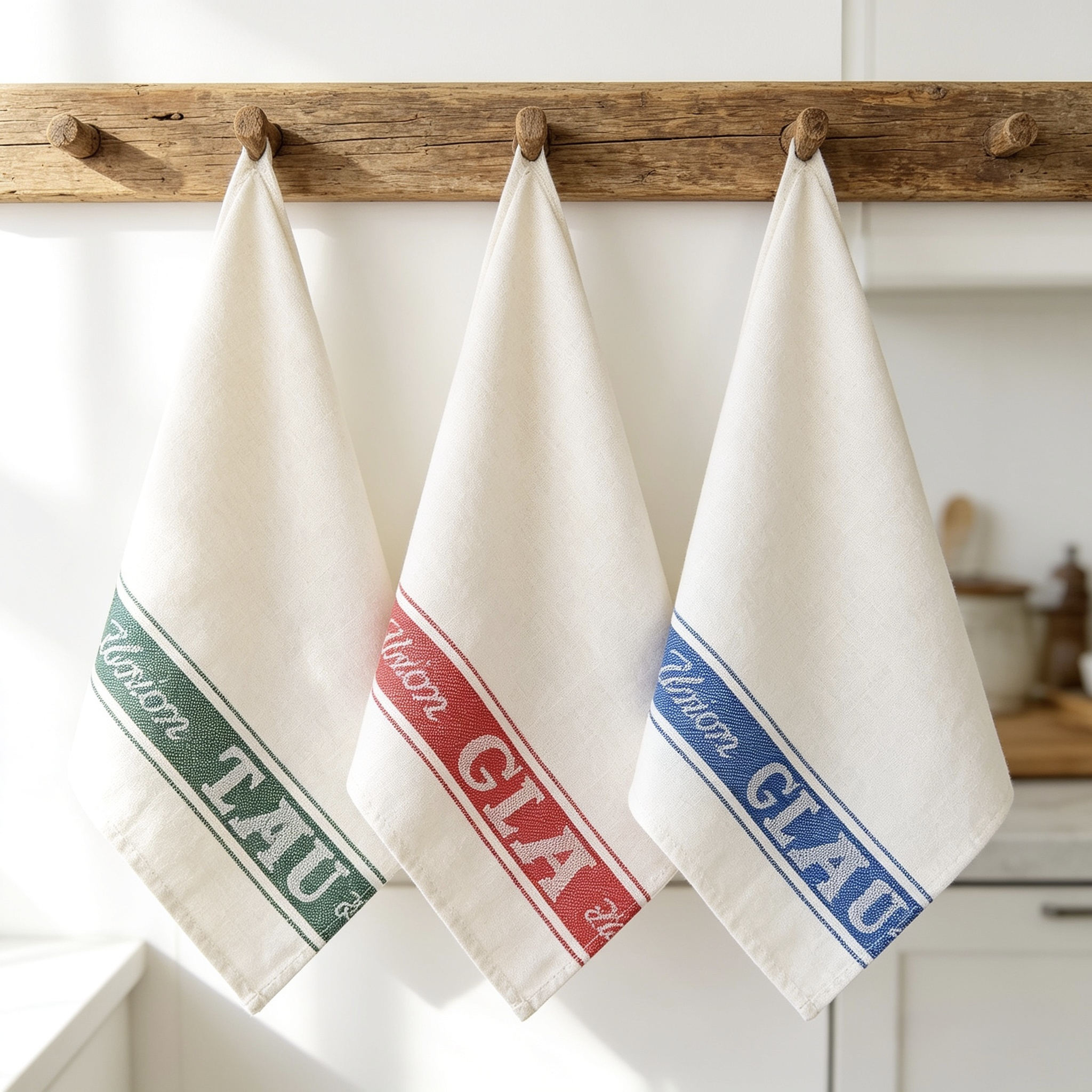TEMU Linen Union Tea Towels Pack Of 6 – 100% Cotton Blend, 2 Colour (blue, Red, Green), Absorbent Kitchen Dish Cloths, Cloths, Traditional Woven