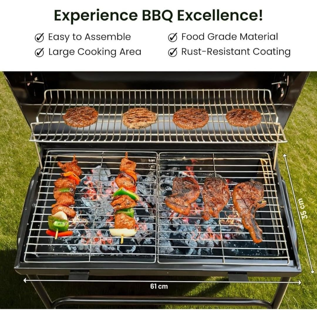 Charcoal BBQ Grill & Smoker, Portable Barrel Barbecue