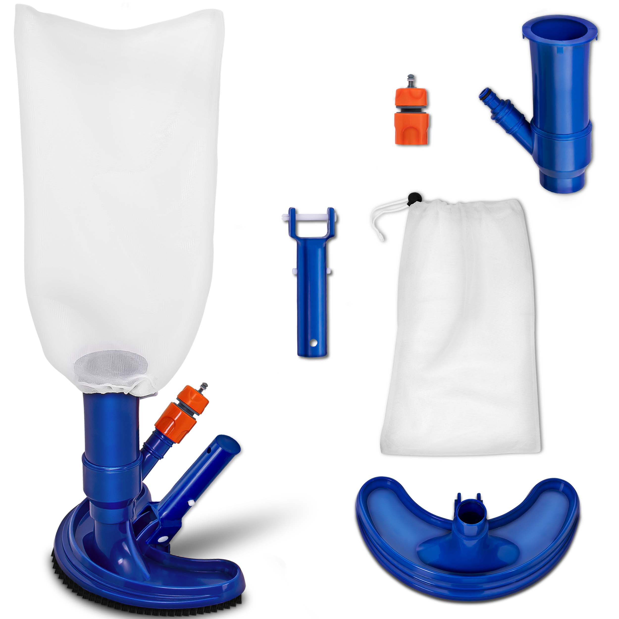 Image of Tillvex® Pool Floor Vacuum Set | Pool Vacuum Cleaning Kit With Suction Brush, Dust Bag, Garden Hose Connector | Brush, Venturi Floor Vacuum Cleaning Brush