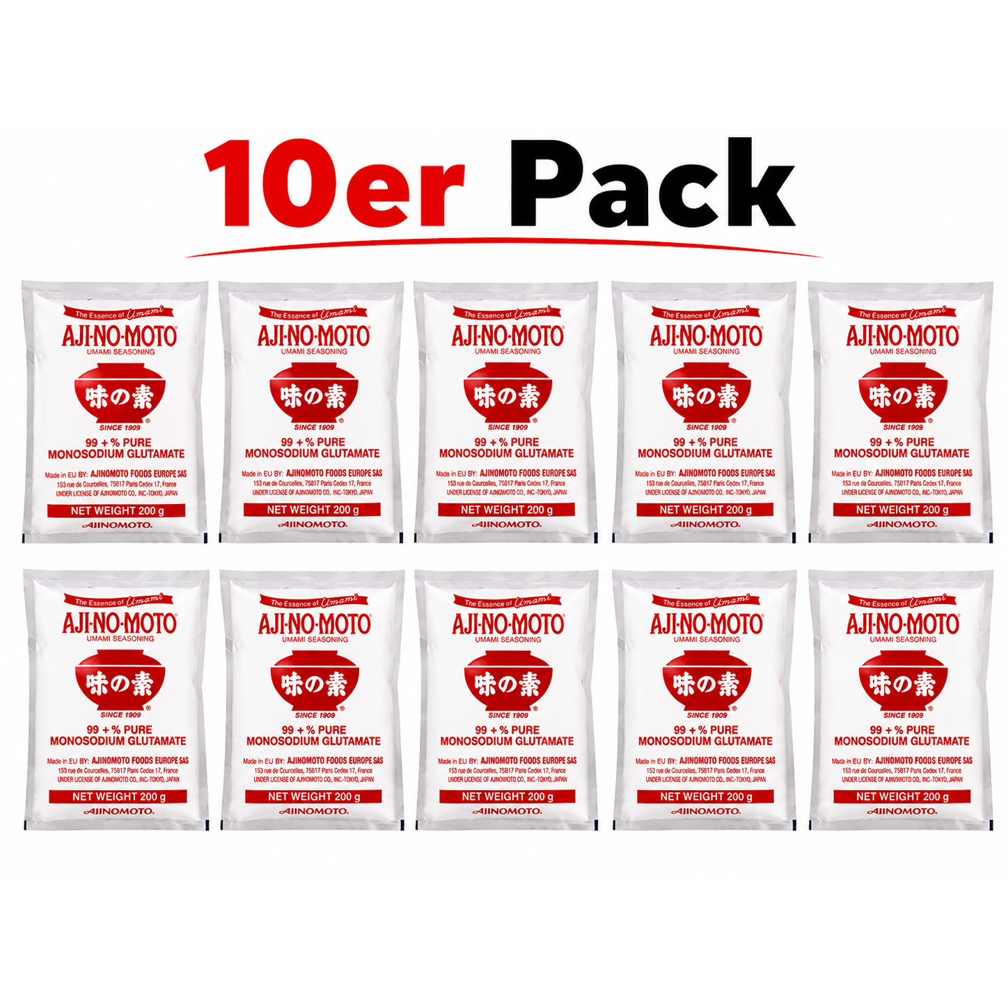 Image of 10-pack Ajinomoto Umami Flavor Enhancer 10x200g, Classic Msg For Intense Flavor, Ideal For Soups And Stews, High-quality And Versatile