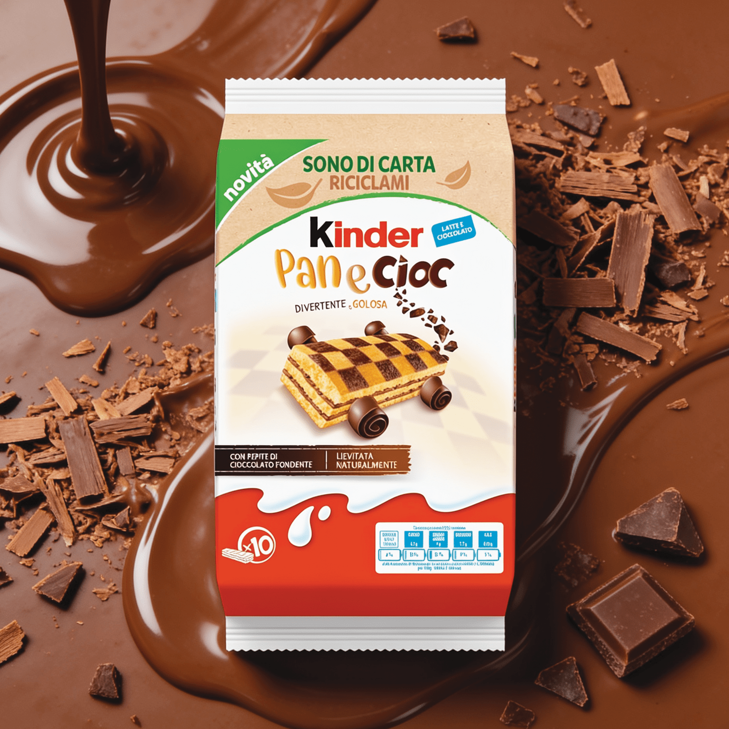 20pcs - Ferrero Kinder Pan E Cioc - 20 Individually Wrapped Soft Cakes With Cocoa Cream And Chocolate Chips 2x290g