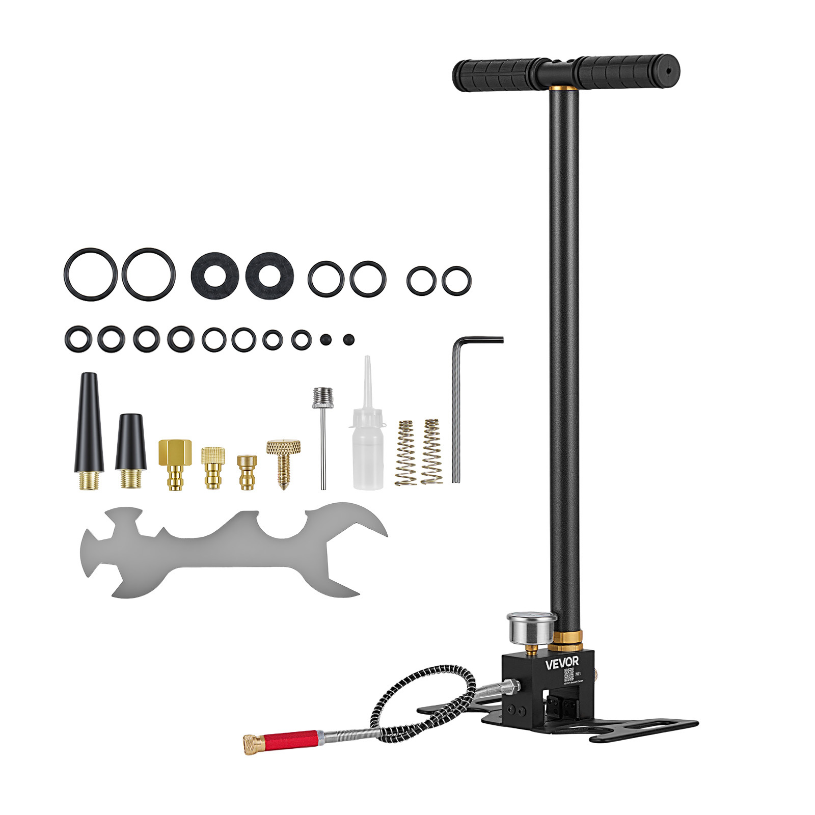 TEMU VEVOR PCP Pompe à Main, 3 Étapes, Pompe à Étrier de Gonflage d'Air Haute Pression, Max 41.37 MPa 6000 PSI, avec Filtre à Huile et Humidité,