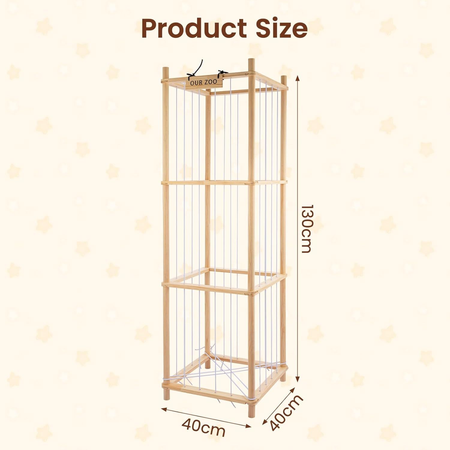 TEMU Wooden Freestanding Display Rack, Multi-tier Storage Shelf With Nameplate, Organizer For Home And Office