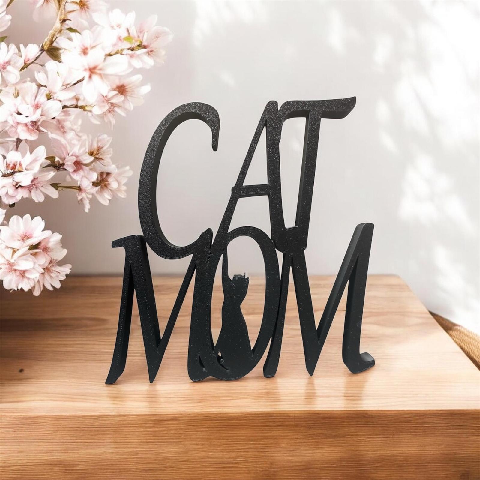 Image of Cat Mom & Dog Mom Table Decoration – Black Decorative Figure For Display