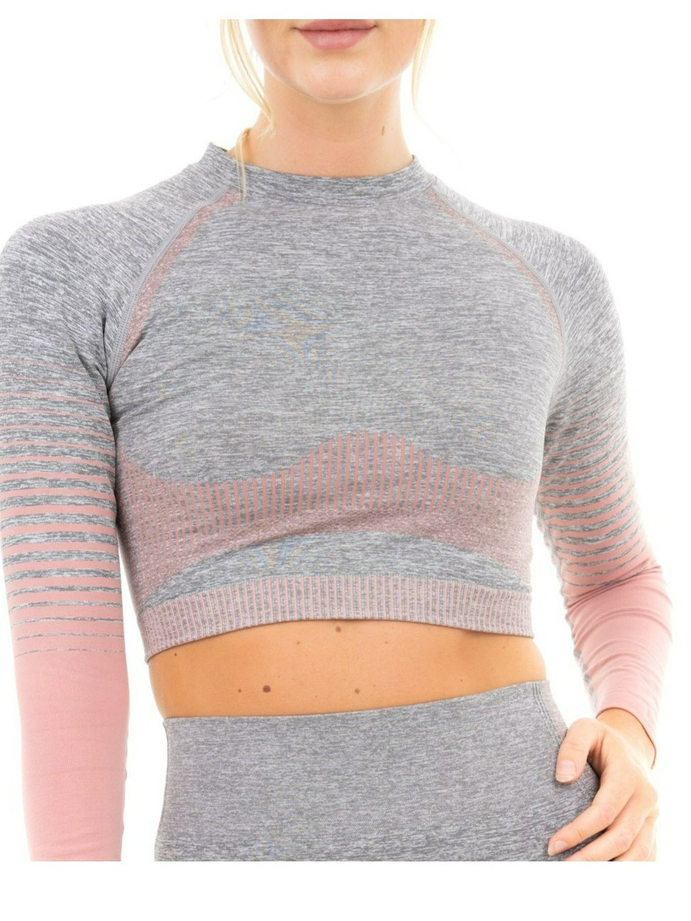 Women's Gradient Long Sleeve Crop Top