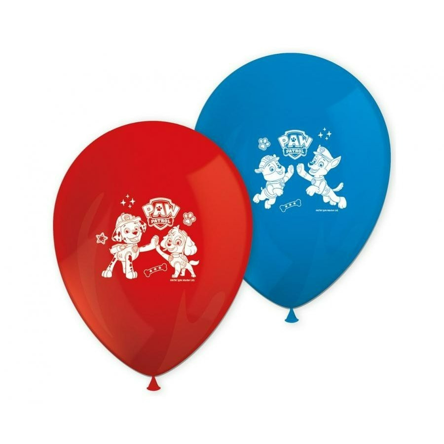 TEMU Globos de látex PAW PATROL, Azul y , 9"/ 23 Cm, 8 piezas.