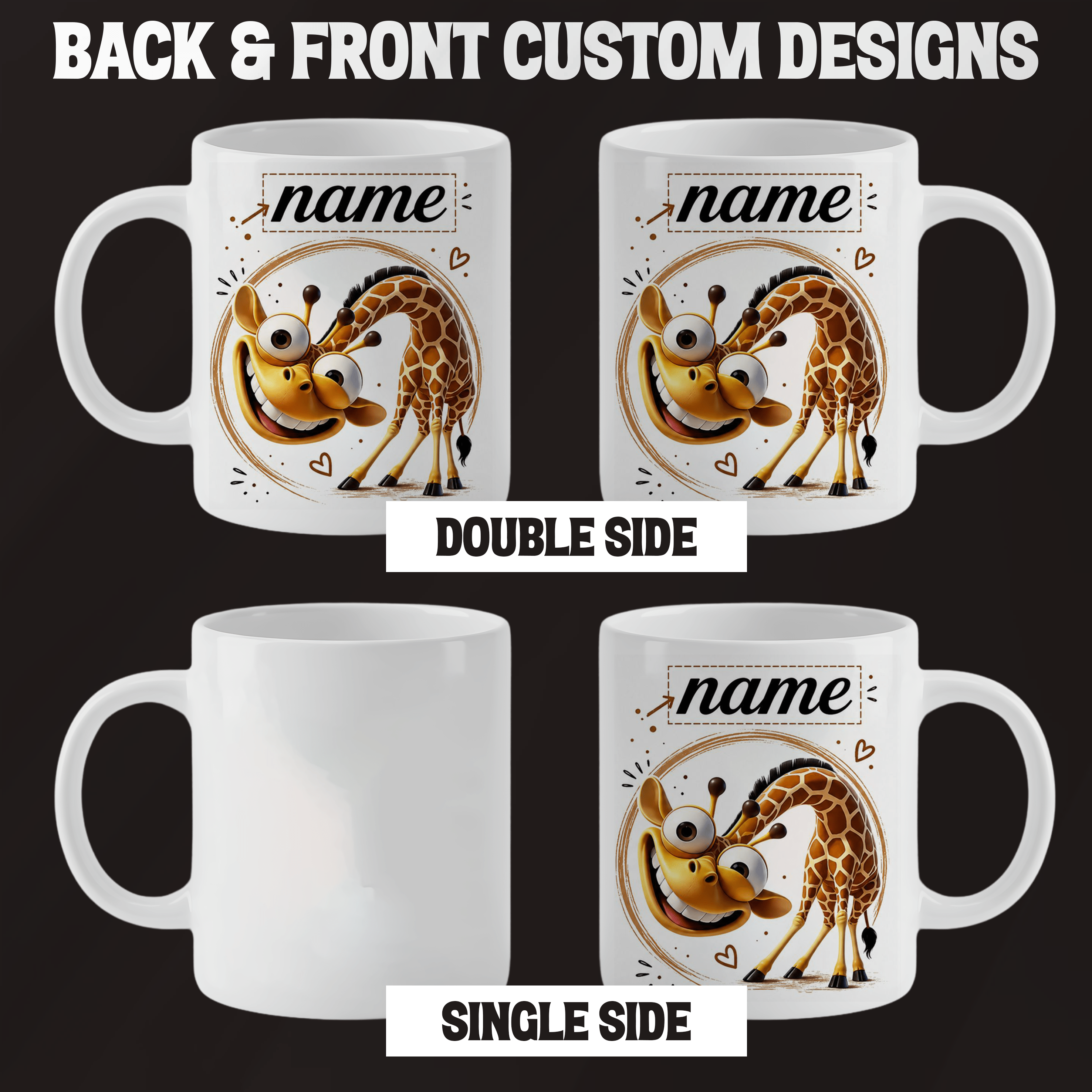 Personalised Custom Name Mug Giraffe Lover Coffee Cup