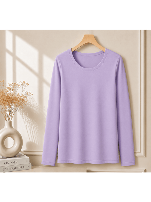 womens ladies long sleeve stretch plain scoop neck t shirt top assorted 8 26