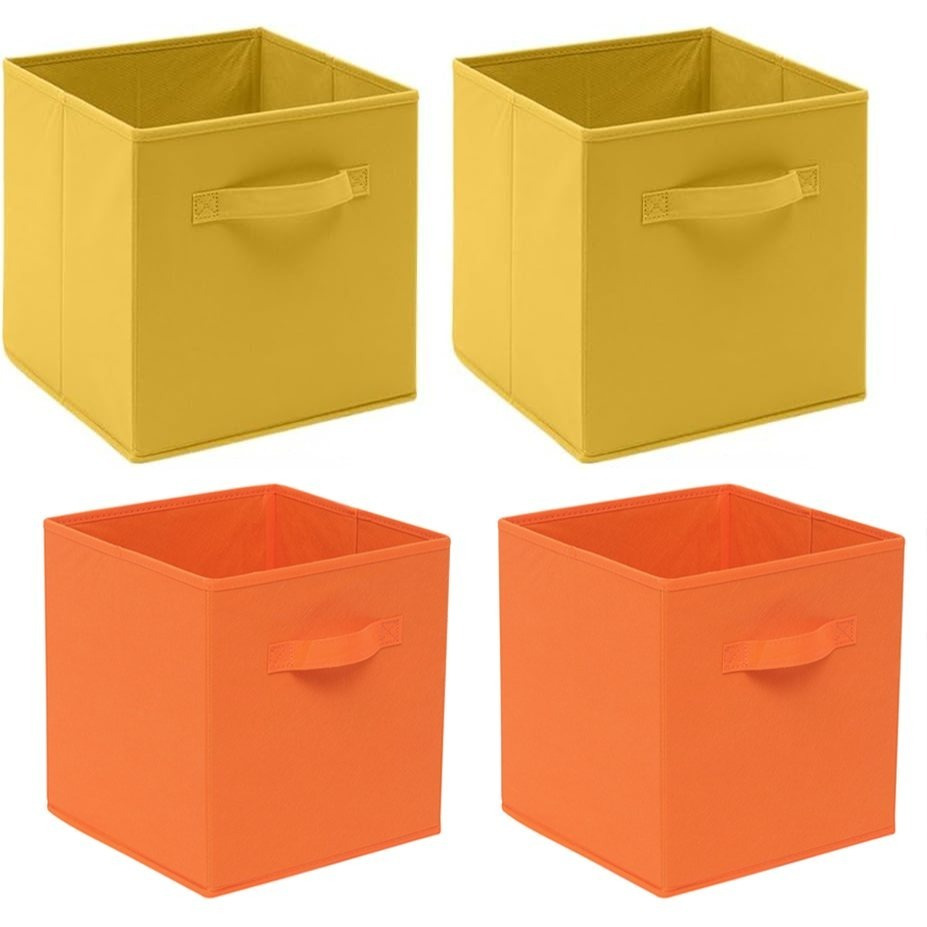 Foldable Storage Cube Boxes Set Of 4, Storage With Handle, Collapsible Storage Bins Organiser For Shelf Closet Organization