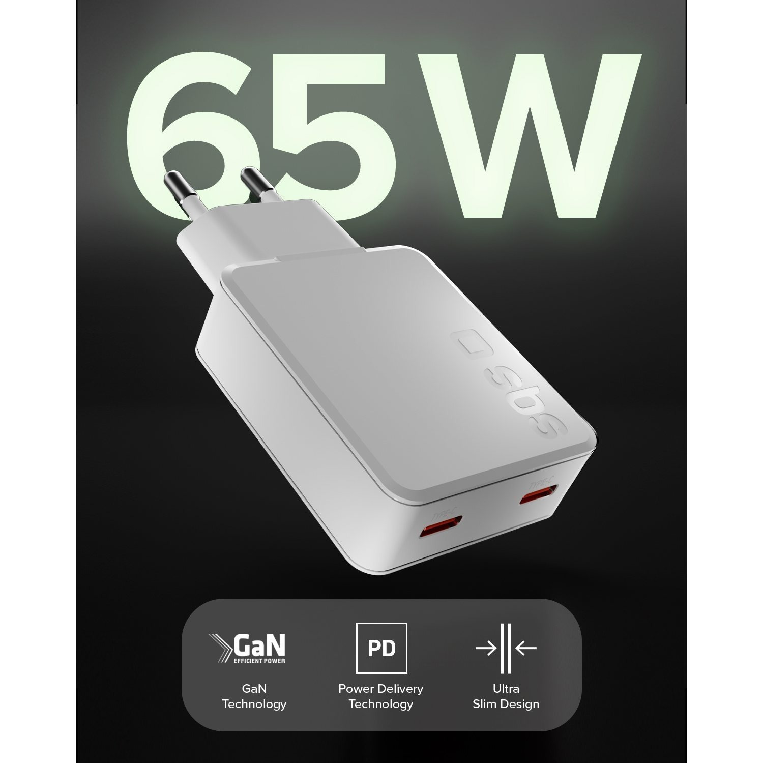 Gan Charger 67w Usb-c, Gan Technology, Pd 3.0 Pps, Fast Charging, Usb C Charger, Charger For Iphone, , Tablet, Notebook, Compact, White