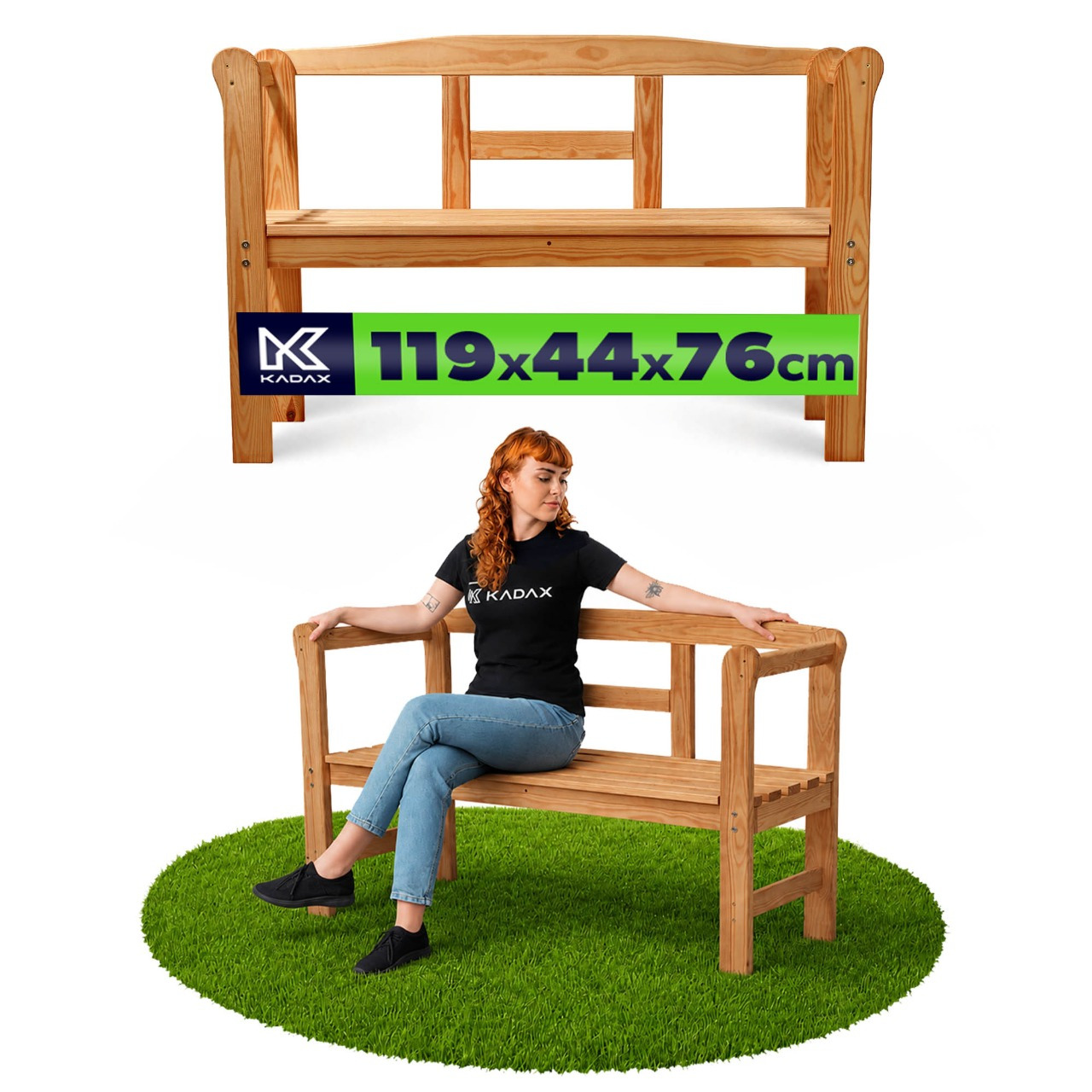 Kadax Wooden Garden Bench With Backrest 119 Cm Terrace Bench For Garden Tik