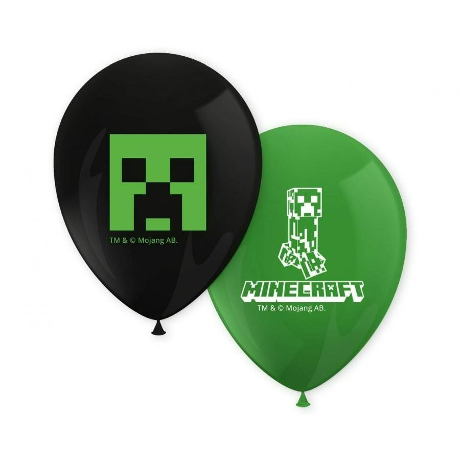 TEMU Globos de látex MINECRAFT, verdes y negros, 9'/ 23 cm, 8 pzas