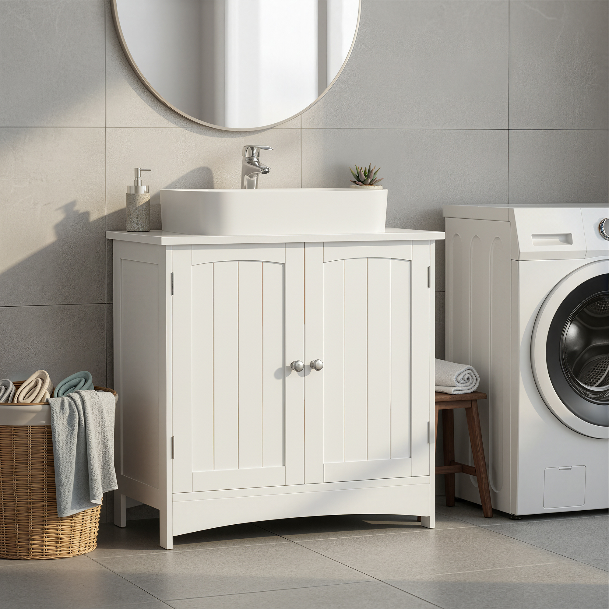 TEMU Sink Base Cabinet, Bathroom Furniture, Vanity Cabinet, Bathroom Cabinet With 2 Doors, Adjustable Shelf, 60 X 30 X 60 Cm