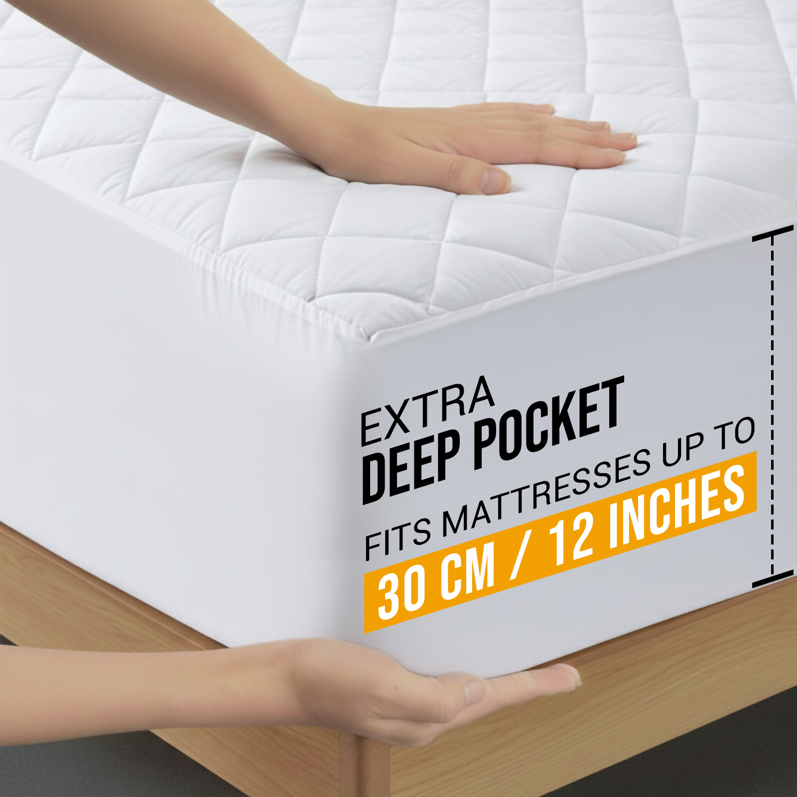 TEMU Pamposh 1 Piece Quilted Mattress Protector – Microfiber Fitted Bed Cover, 30cm Deep Pocket, Breathable Hypoallergenic Machine Washable Elastic