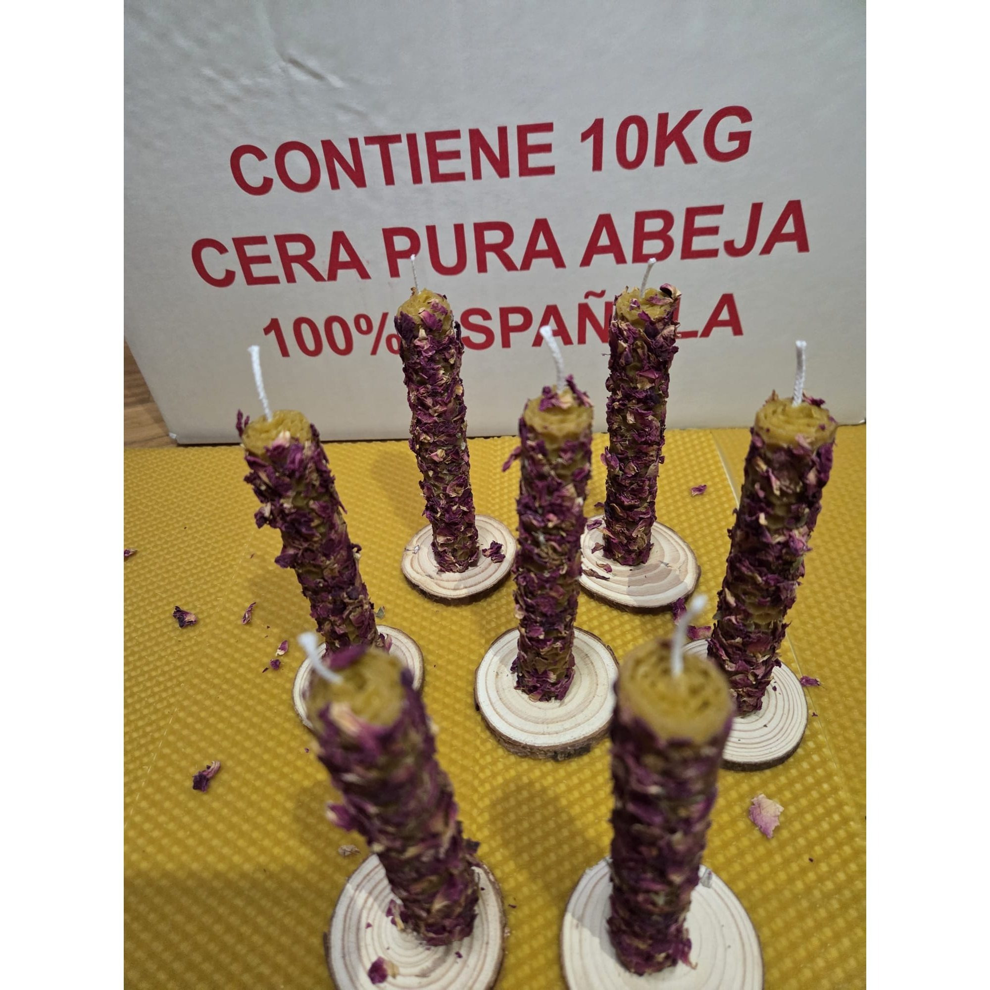 7 Honey Candles With Roses, 13 Cm