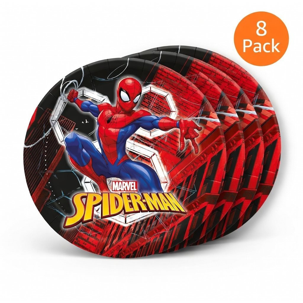TEMU -man Paper Plates (23cm) Pack Of 8 – Kids Superhero Birthday Party Tableware, Disposable Plates