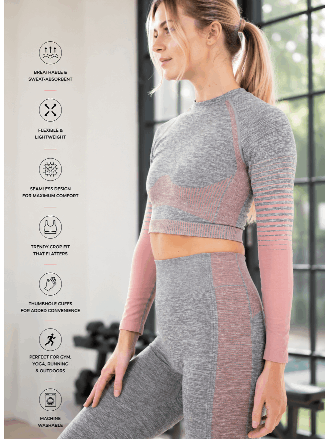 Women's Gradient Long Sleeve Crop Top