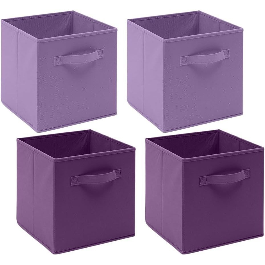 Foldable Storage Cube Boxes Set Of 4, Storage With Handle, Collapsible Storage Bins Organiser For Shelf Closet Organization