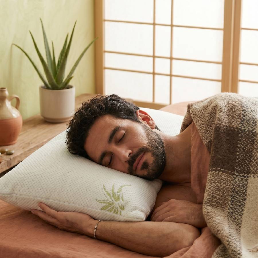 TEMU Cuscino da in tessuto premium di aloe vera misura 50x80cm, cuscino di supporto rinfrescante e confortevole, esterno e imbottitura in poliestere