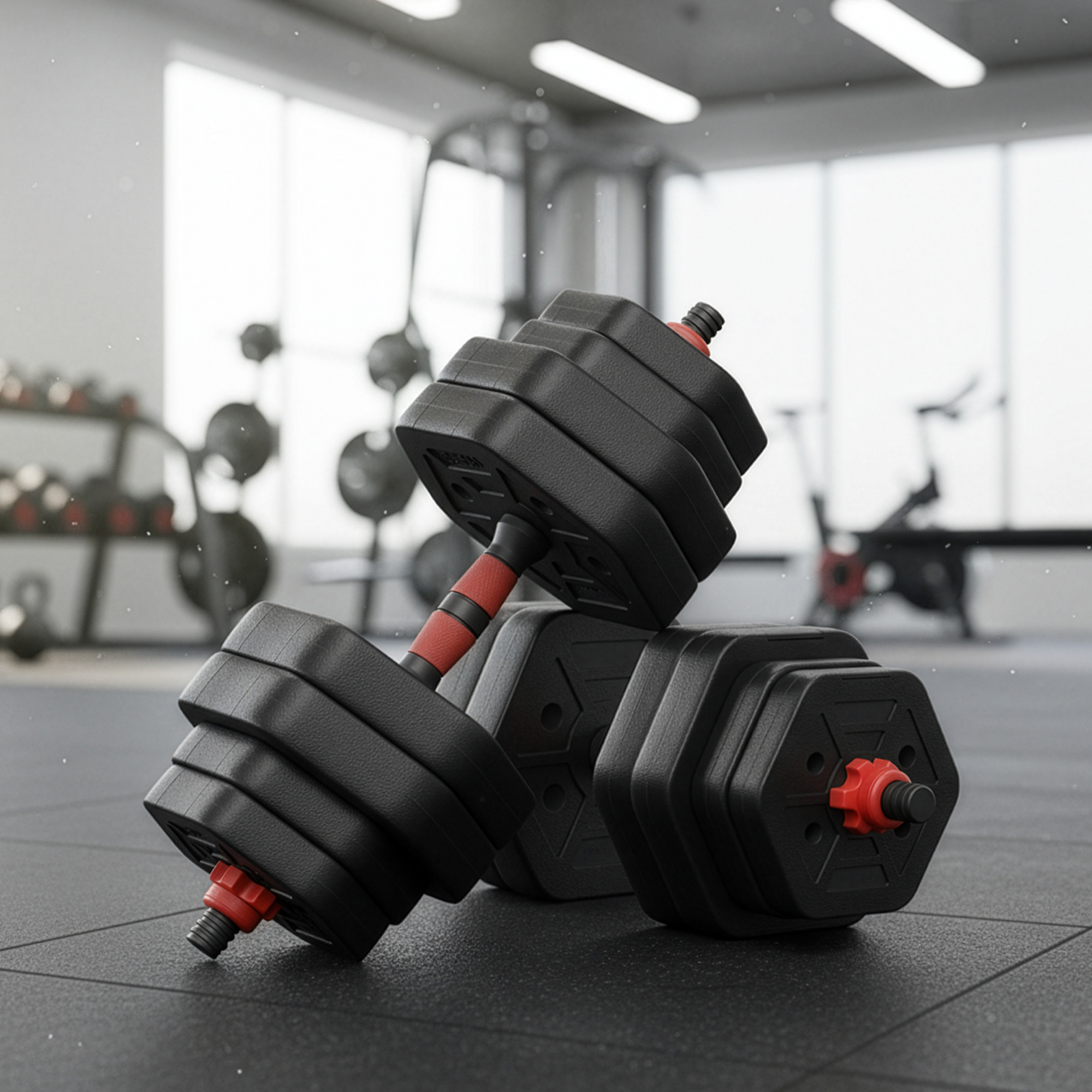 TEMU Dumbbell Set With Connecting Bar, 30 Kg, Short Hexagon Dumbbells For Home Workout, Fitness, And Weightlifting, Black