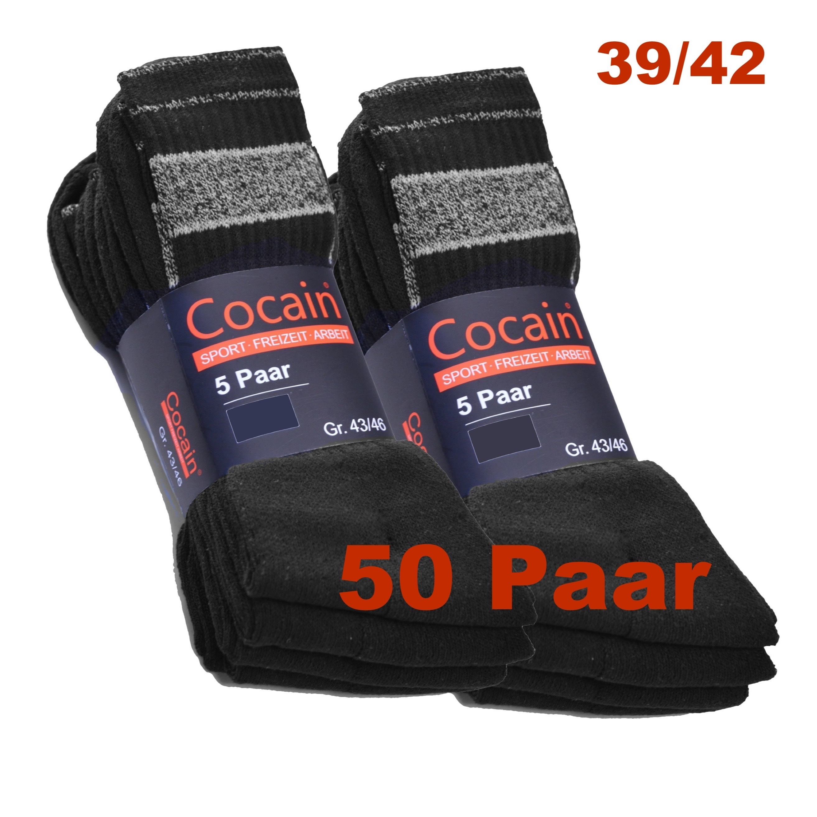 10 | 20 | 30 | 50 Pairs Men's Women's Sports Socks Tennis Socks | Eu 39-42, 43-46 | Black | Soft And Comfortable | Striped Cuff | Breathable