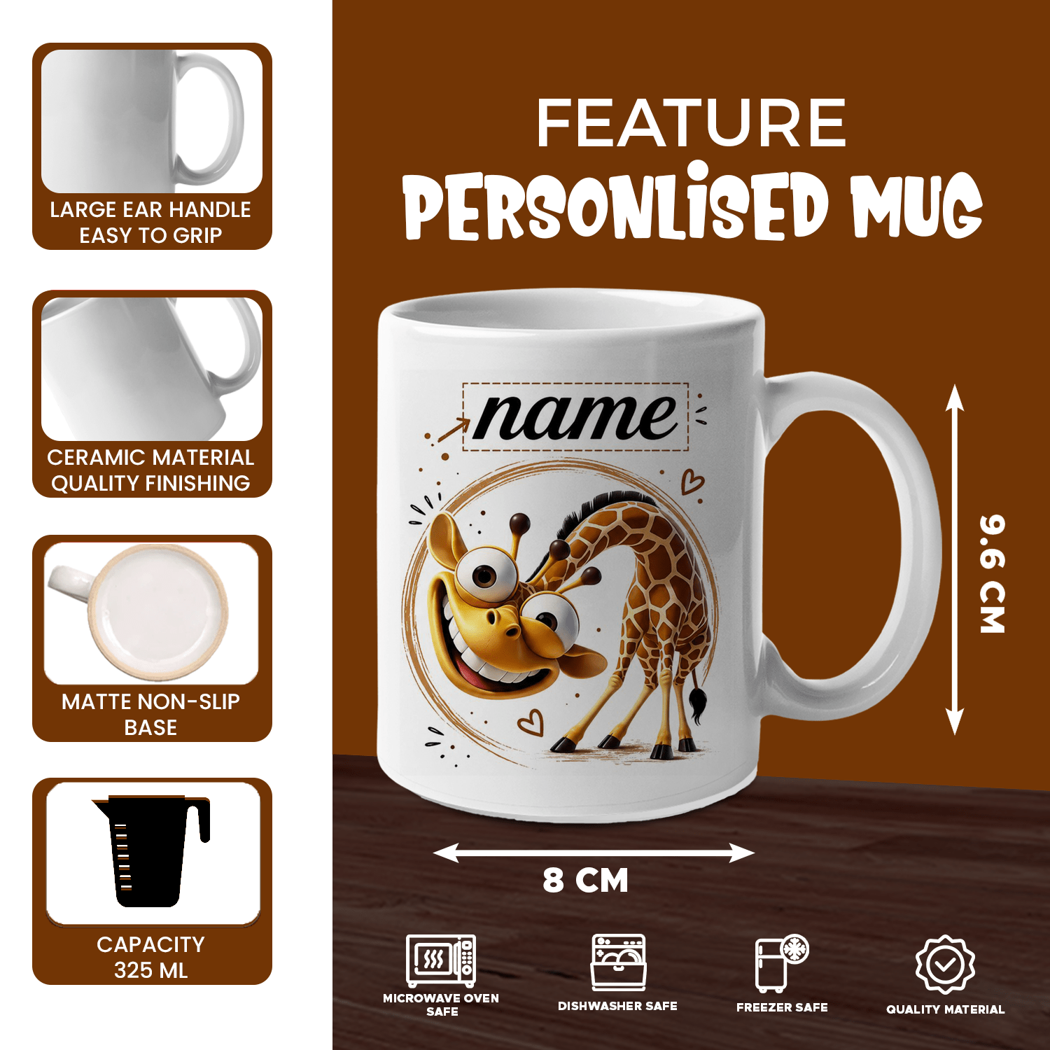 Personalised Custom Name Mug Giraffe Lover Coffee Cup