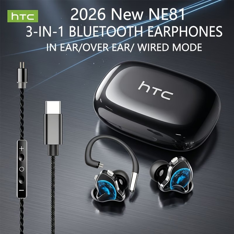 Image of 1pc Ne81 3-in-1 Wireless Headphones - In-ear & Earhook Wireless Headset With Wired Voice Control, Voice Changer, Sound, Light & Portable, With Noise Reduction - Perfect For Singing & Live Streaming
