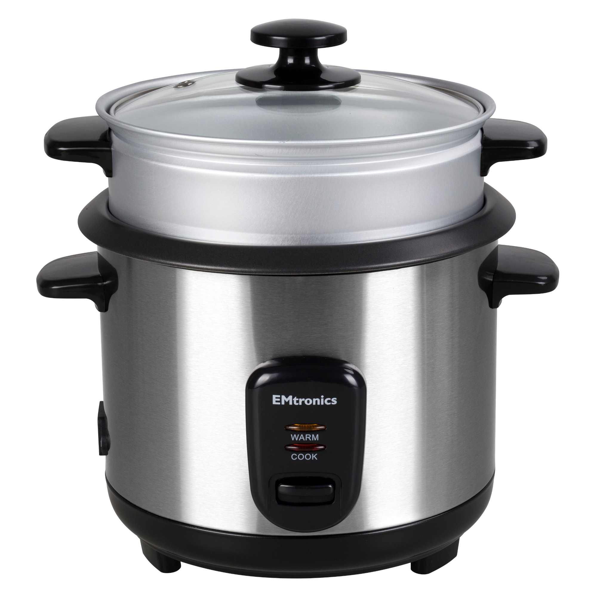 TEMU Emtronics Rice Cooker 0.6 - 1.8 Litre With Automatic Cooking, Steamer Tray And Warmer Function With Removable Bowl, Measuring Cup And Spatula