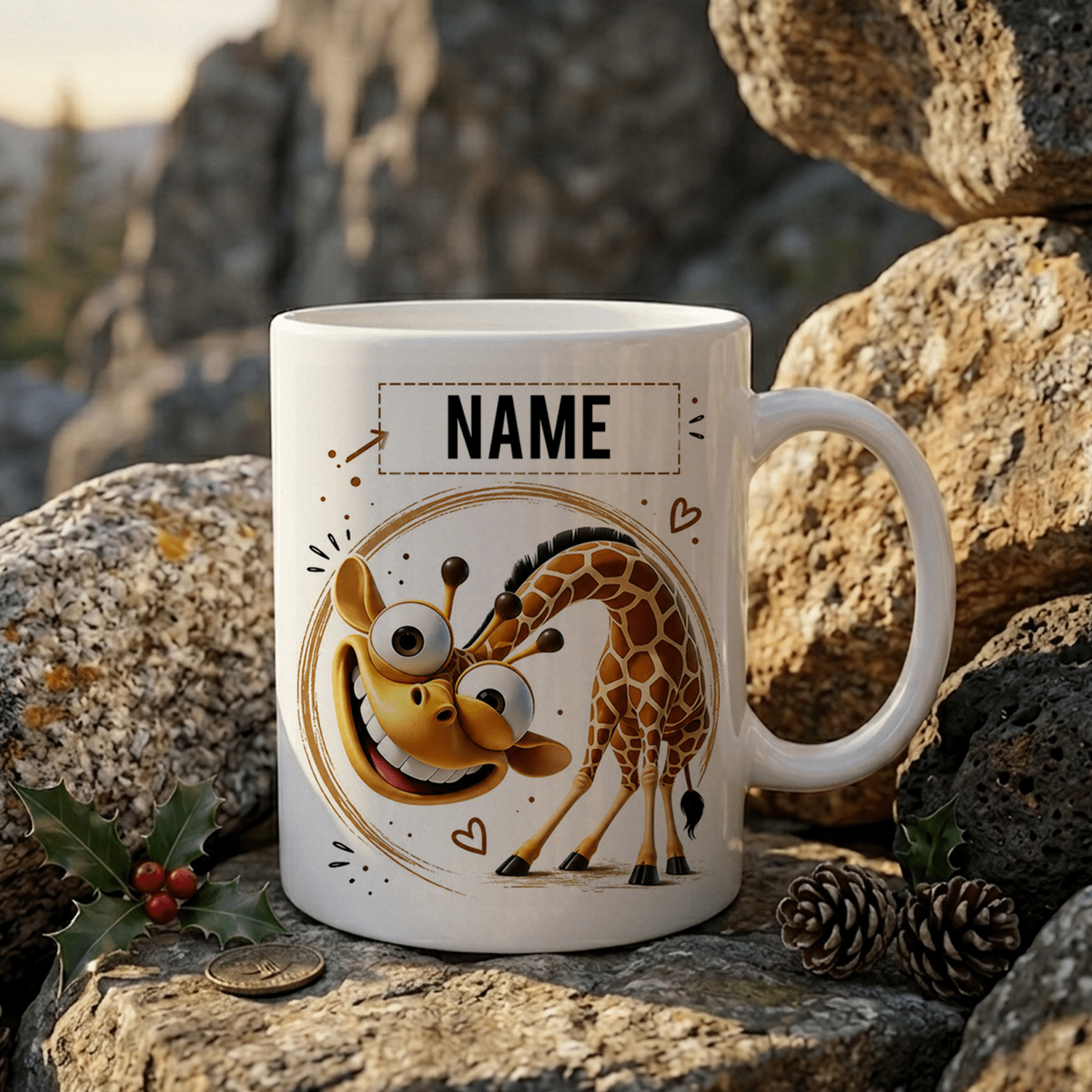 Personalised Custom Name Mug Giraffe Lover Coffee Cup