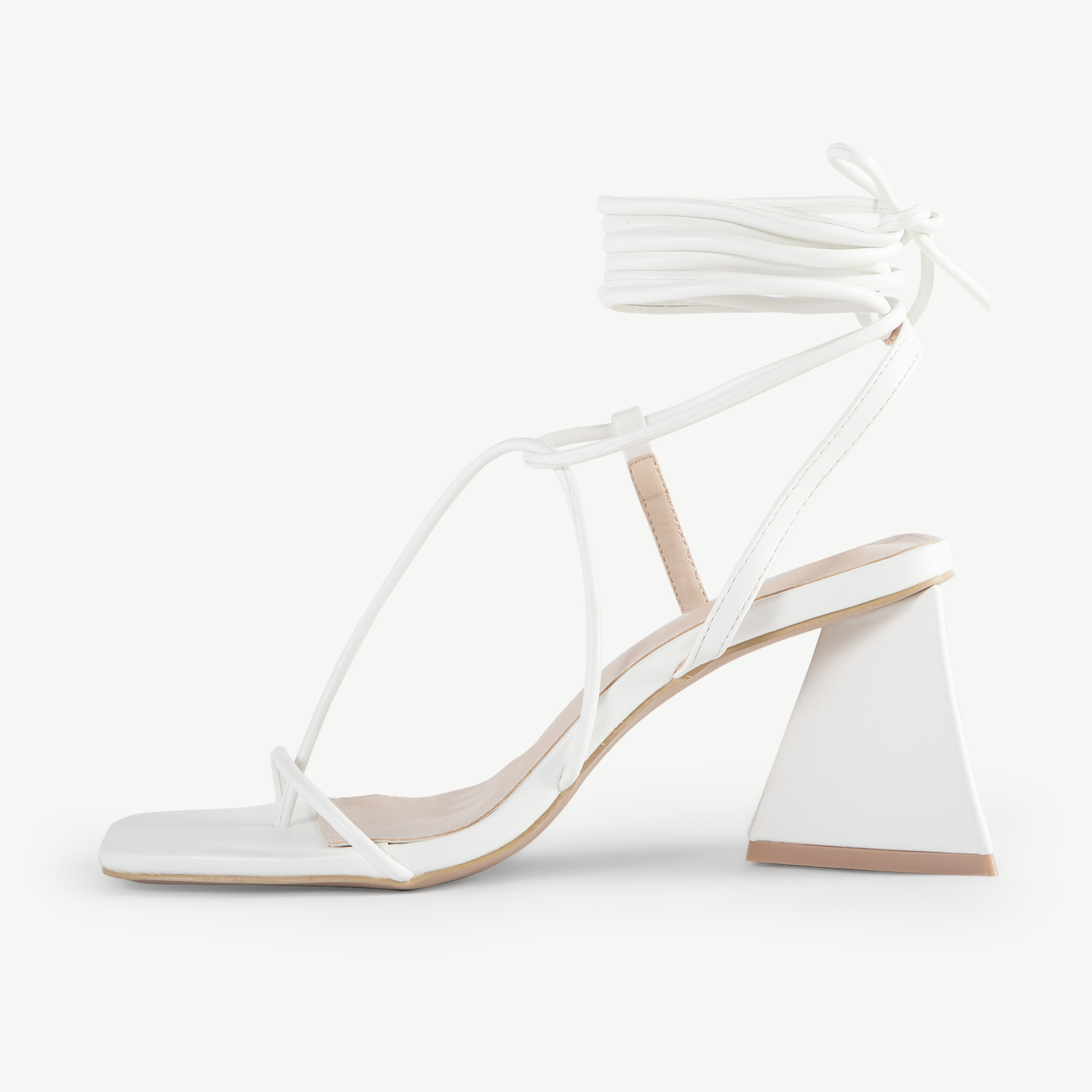 Aysha Strappy Block Heel In White