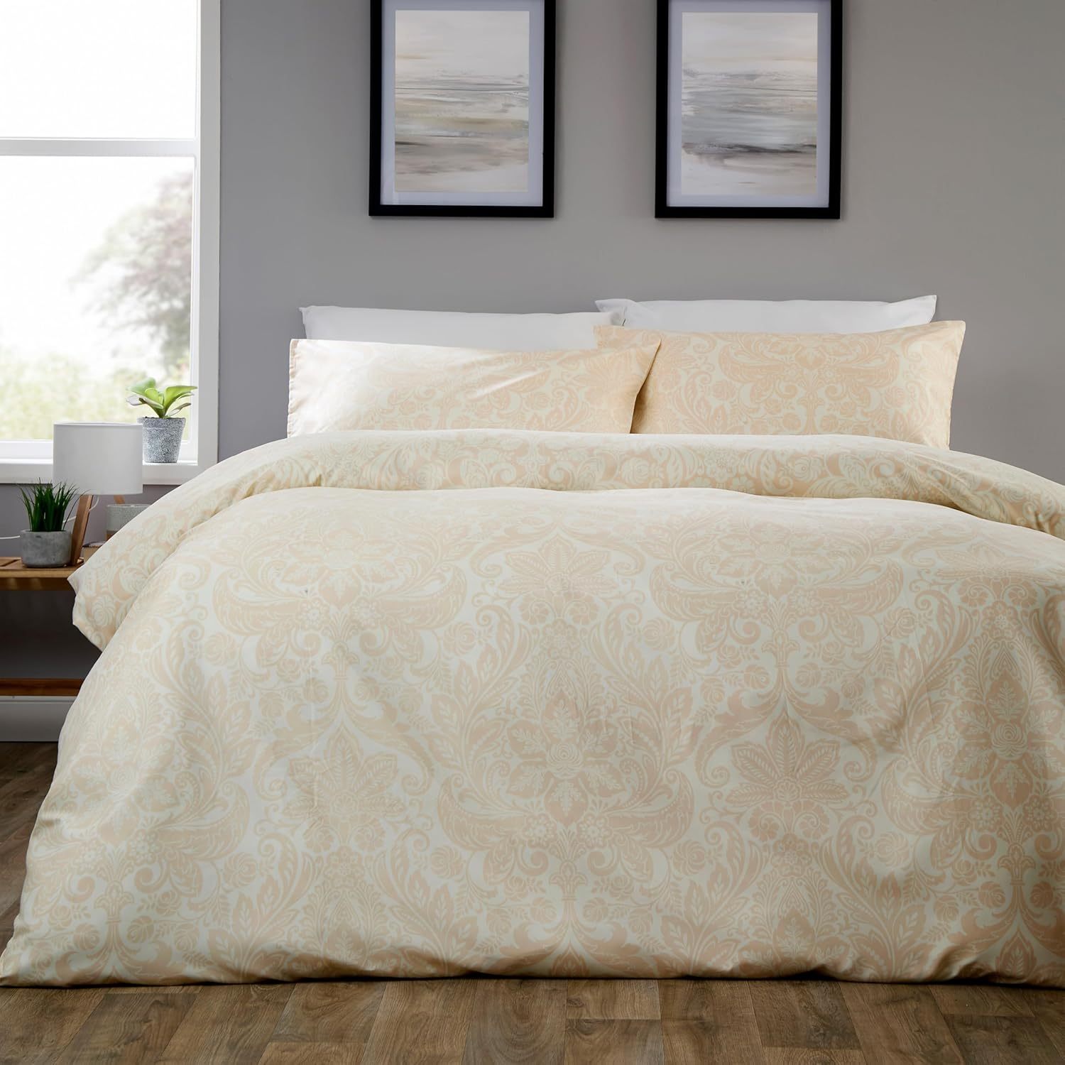 TEMU Aria Elegant Reversible Bedding Set, Microfibre Duvet Cover With Matching Pillowcase (s), Breathable Fabric, Contemporary Printed Design For