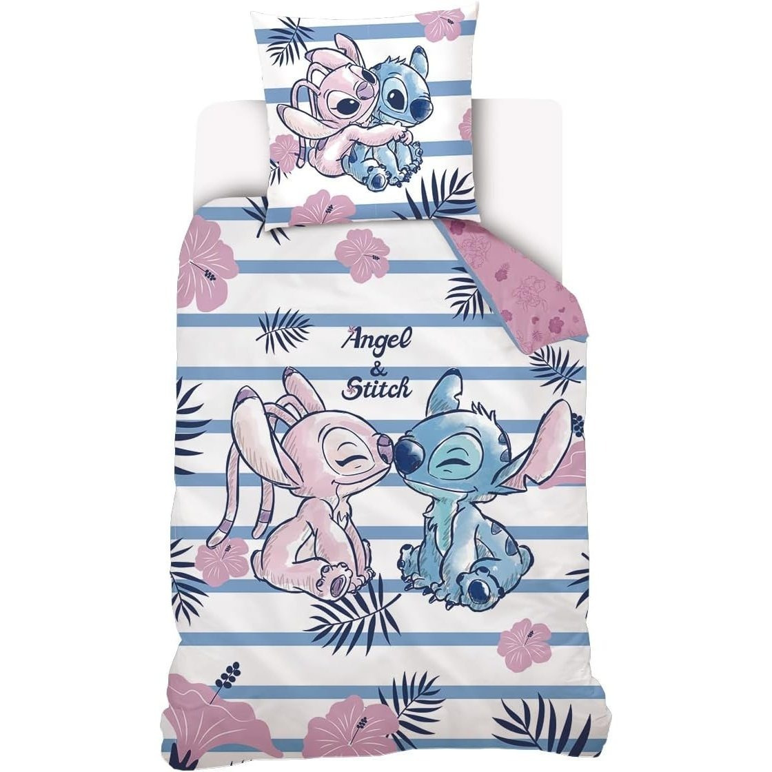 Image of - & Stitch Duvet Cover + Pillowcase 63x63 Cm - 100% Cotton - Pink