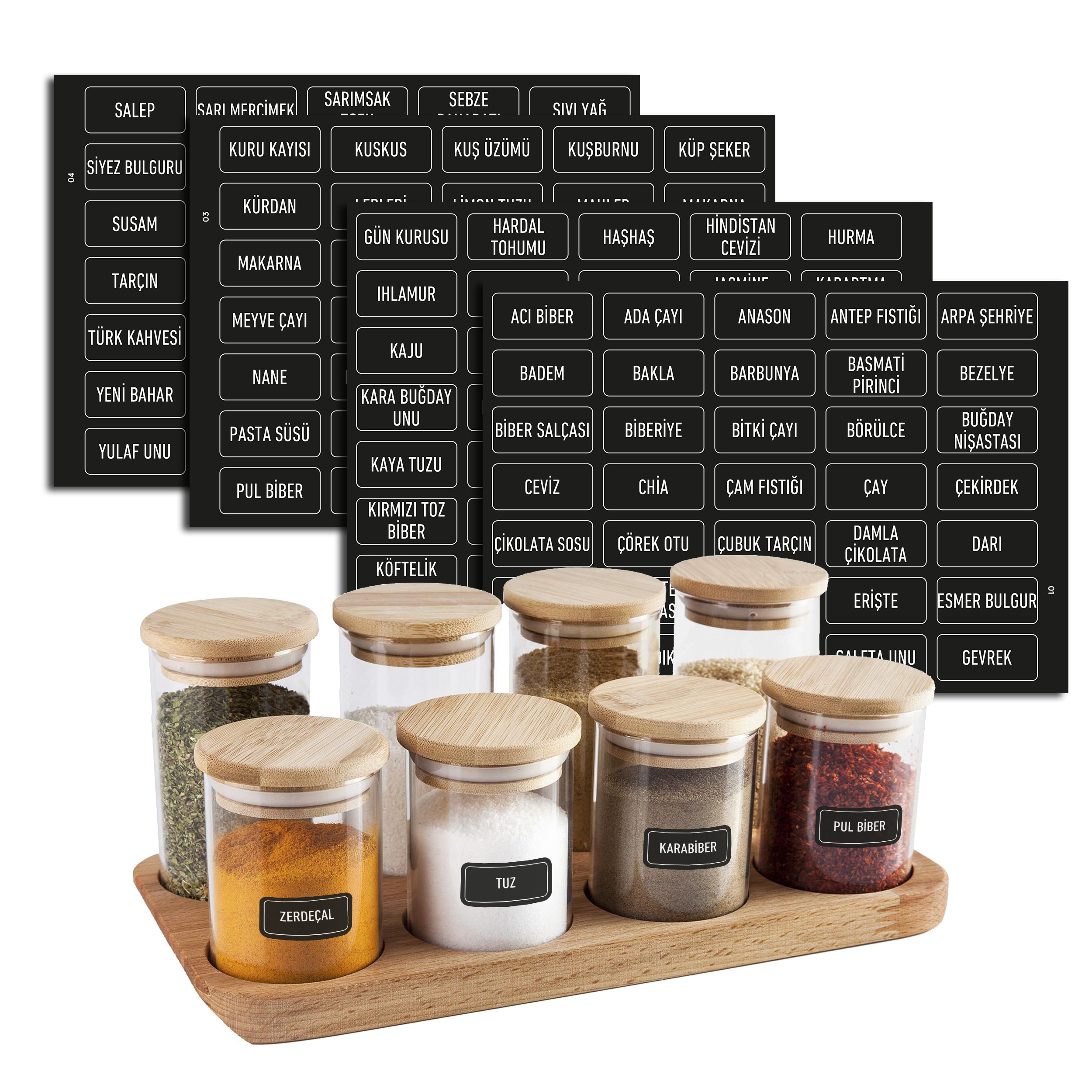 Image of Colortouch Spice Labels Self-adhesive - Sticker Spice Labels - 140pcs Stock Labels () - Spice Glass Labels - Spice Sticker - Water-resistant Kitchen Labels - Black