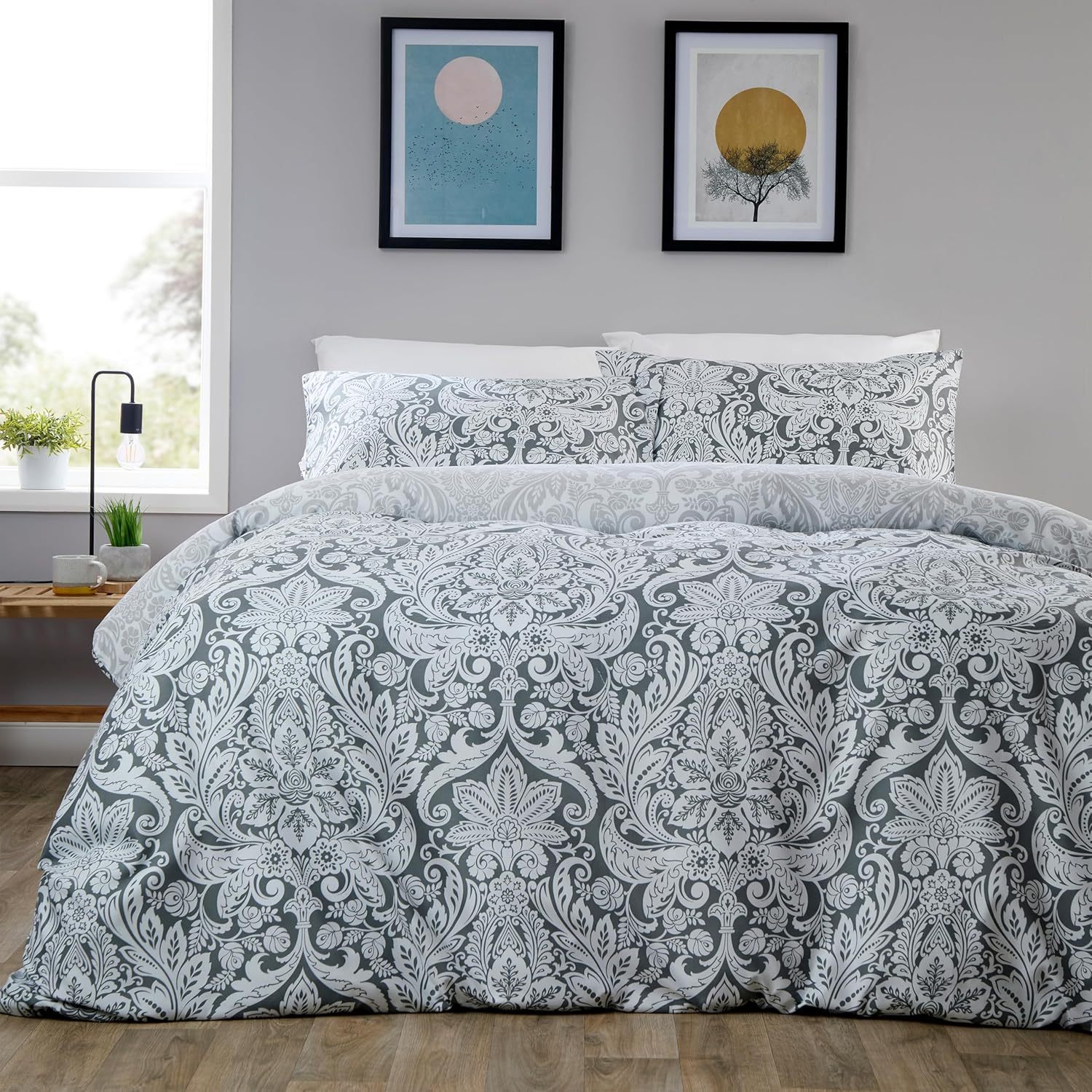 TEMU Aria Elegant Reversible Bedding Set, Microfibre Duvet Cover With Matching Pillowcase (s), Breathable Fabric, Contemporary Printed Design For