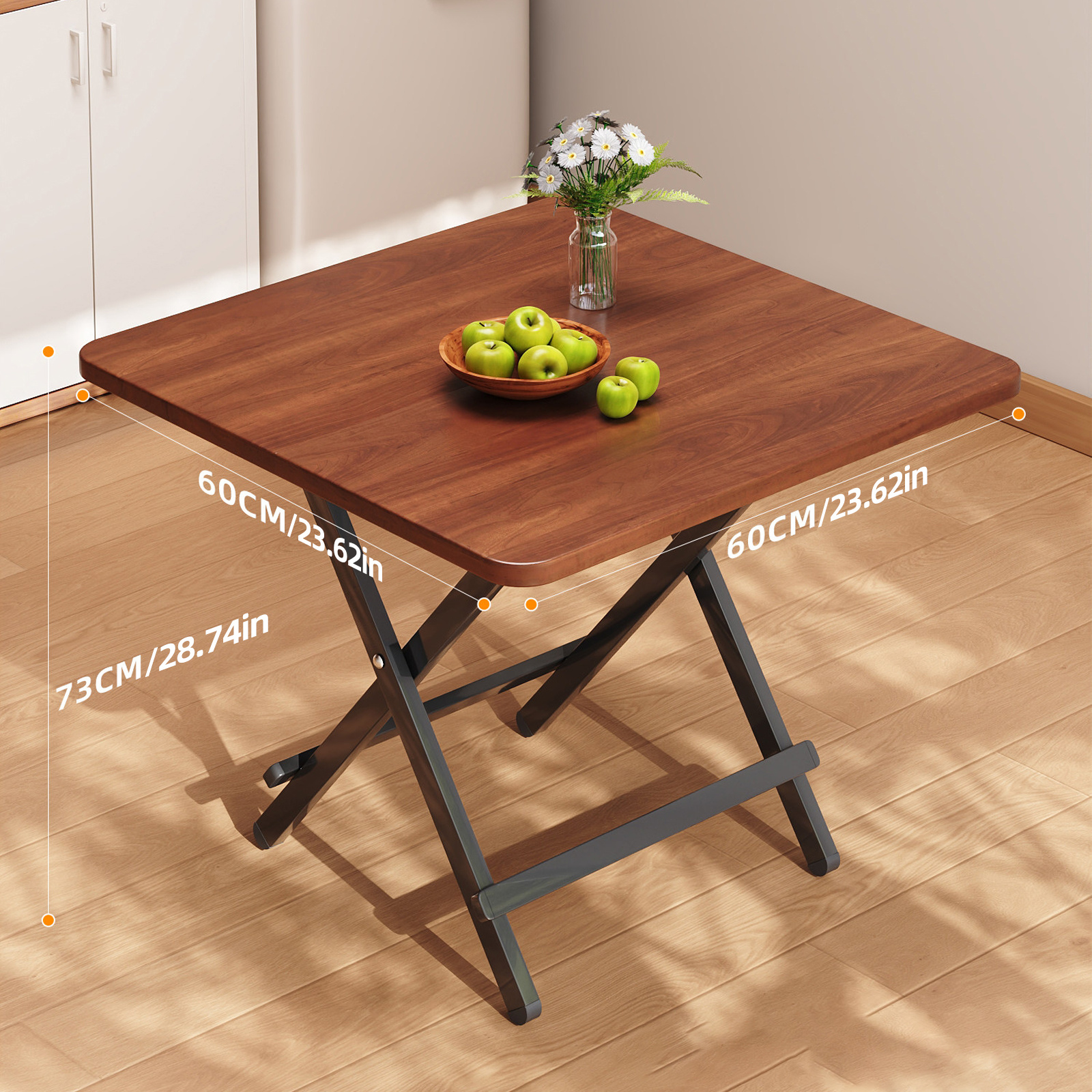 Image of A Furniture Grade Folding Table With Strong Load-bearing Capacity, Stability And Durability, Space Saving And Easy To Carry, Multifunctional Tea Table, Dining Table Or Computer Desk 60*60*73cm