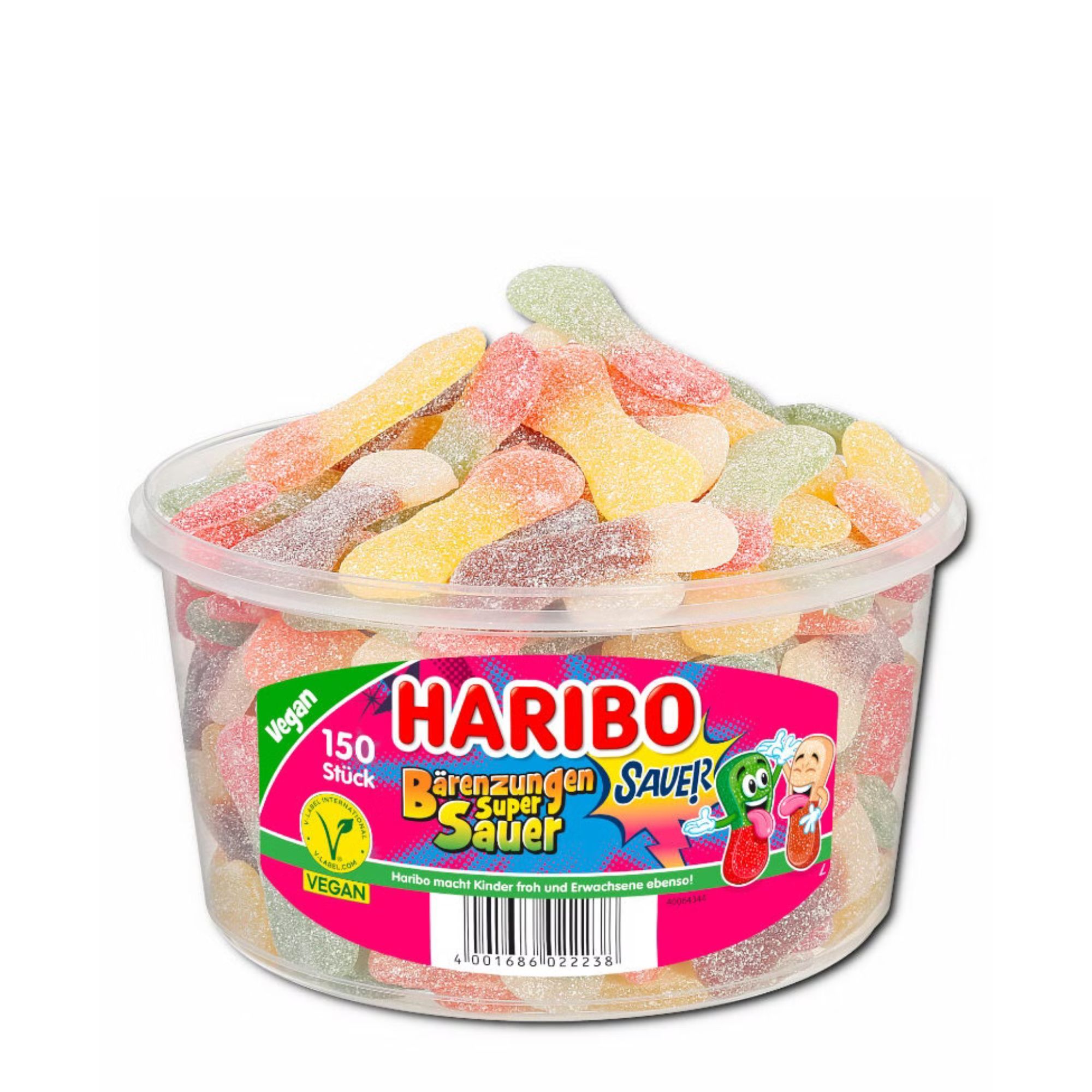 Haribo Sour Bear Tongues 1350 G Tin Of Fruit Gummies