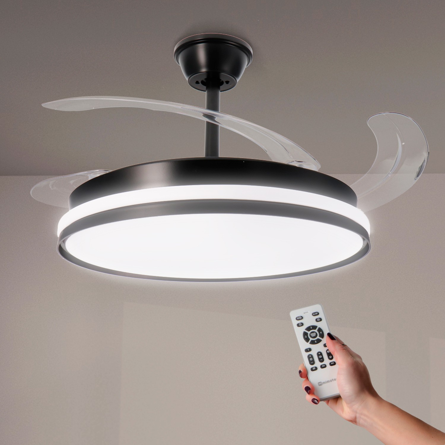 Ventilador de Techo Led White 105 Cm , Lampara ventilador de techo espartano con aspas...