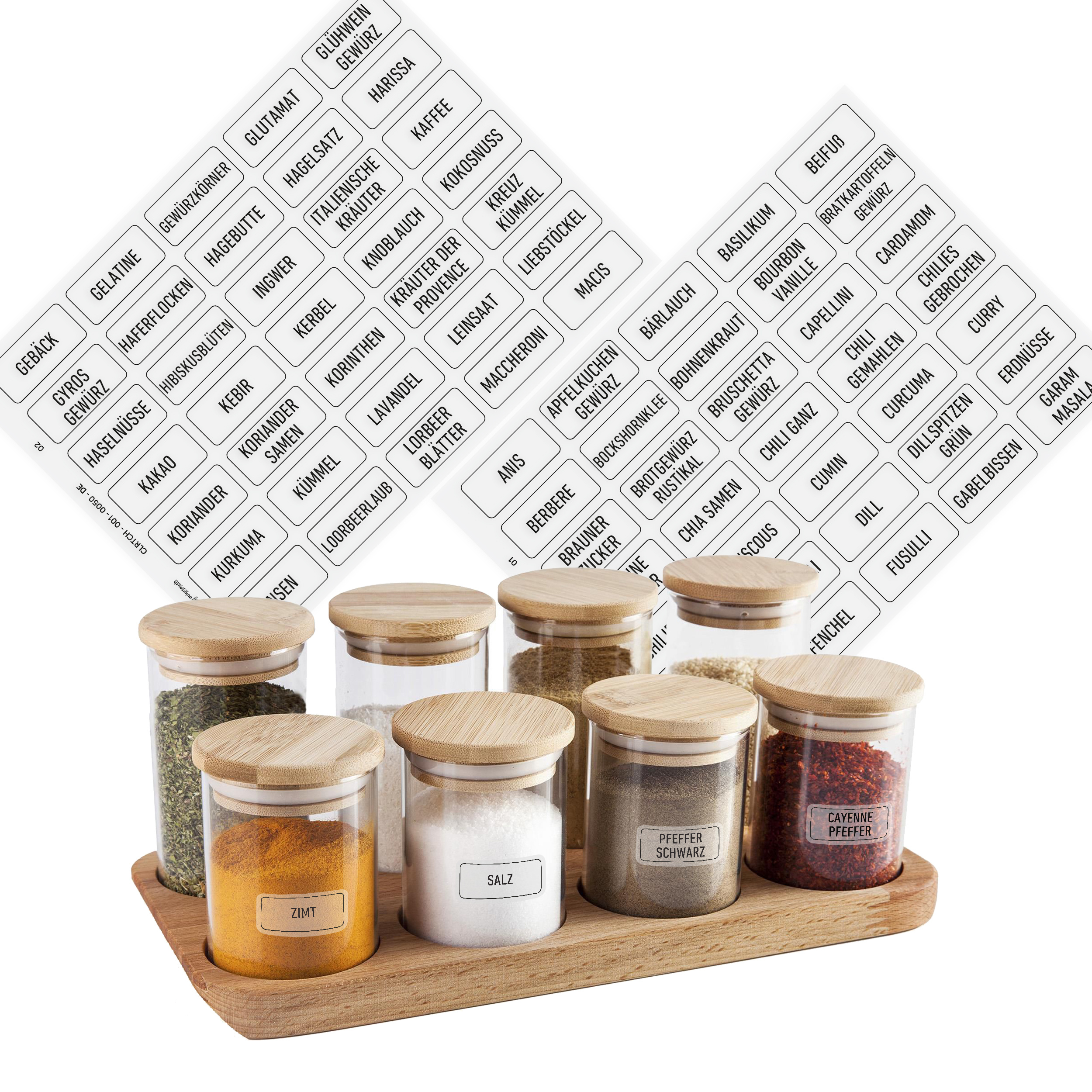 Image of Colortouch Spice Labels Self-adhesive - Stickers - 140pcs Stock Labels (german) - Spice Tin Labels - Spice Stickers - Waterproof Kitchen Labels - Transparent Black