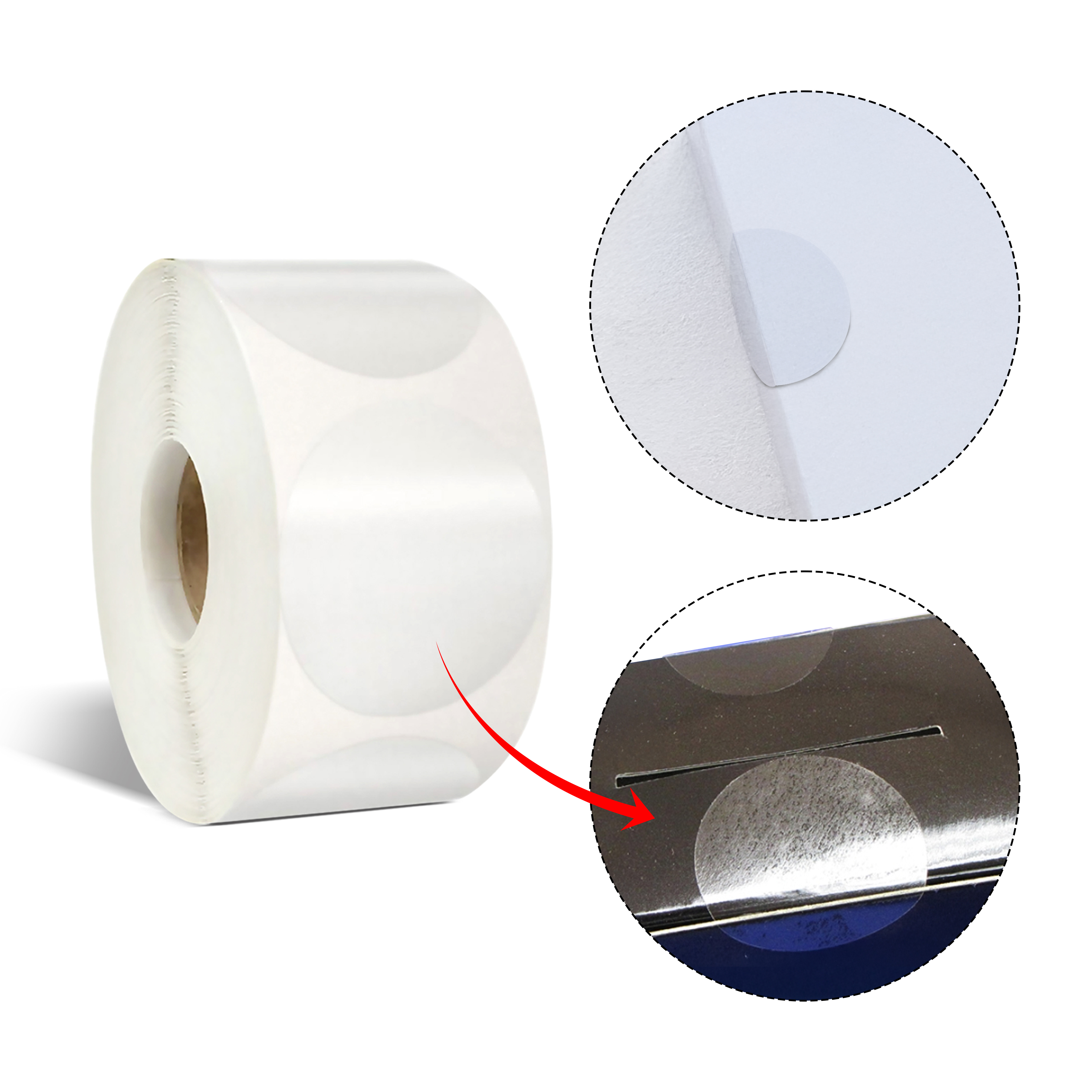 Colortouch Transparent Adhesive Dots For Packaging - 3.8 Cm Diameter 1000 Pcs - Transparent Self-adhesive Sticker Seal Labels Roll, Circle Closure For Envelopes, Boxes